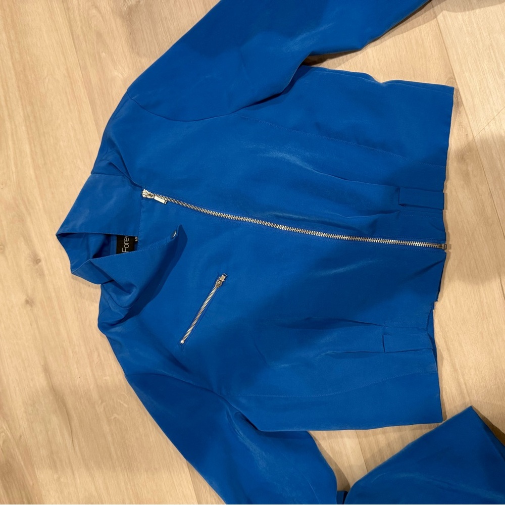 Forever 21 Vibrant Blue Zip-Up Jacket